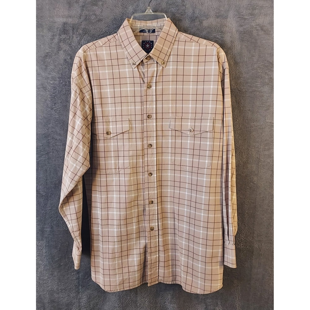 Panhandle Slim Shirt Men's Size Medium Plaid Chest Flap Pockets Button Up